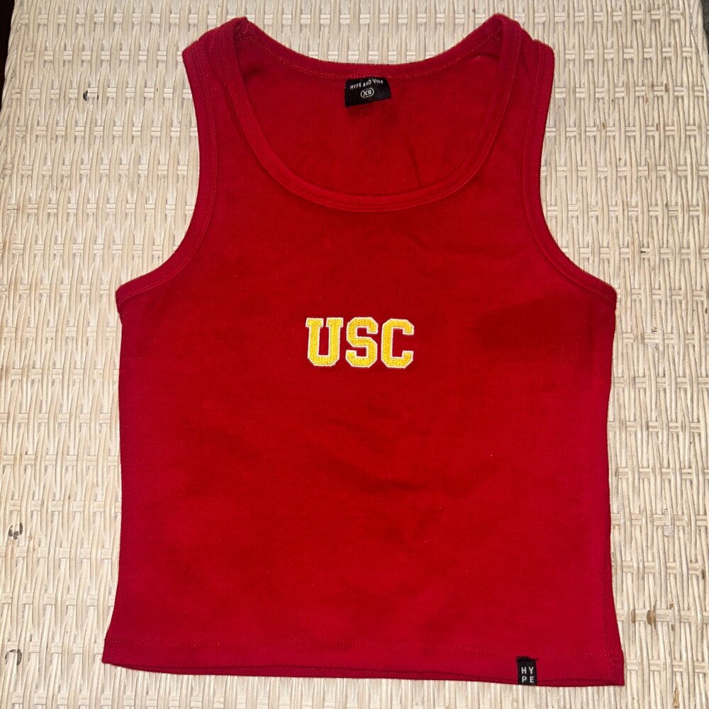 NWOT USC Trojans Hype & Vice Cropped Tank Top XS USC Burgundy Cardinal Gold